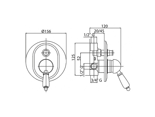 Cezares Смеситель VINTAGE-VDIM-03/24-Sw для душа – фотография-2
